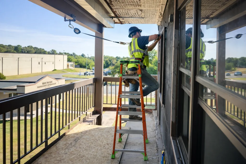 Window and glazing installation image from Coastal’s existing commercial page